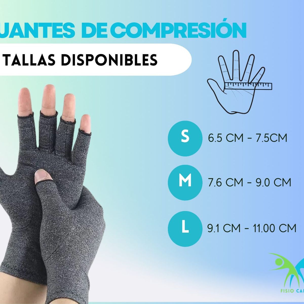 FISIO CARE TU BIENESTAR PRIMERO - Guantes compresión TALLA M GRIS dolor artritis inflamación