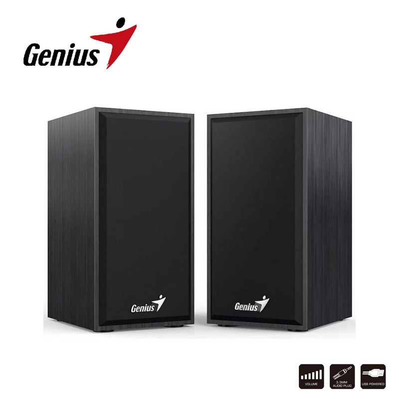 GENIUS - Parlantes GENIUS Stereo Speakers USB-WOODEN 35MM SP-HF180 Negro