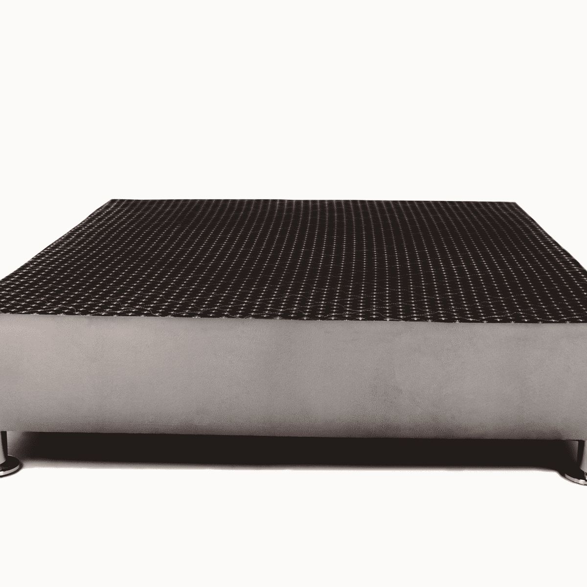 MUEBLES MACRUMO - Box Tarima reforzado y acolchado 2 Plz - Gris Claro / Patas instaladas