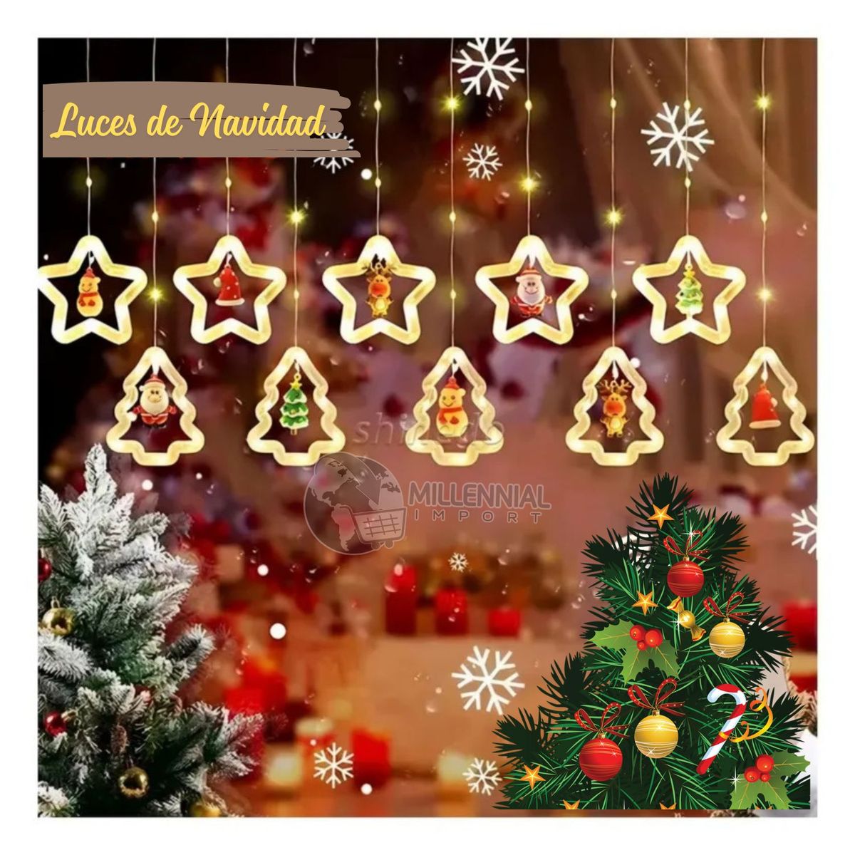 GENERICO - Luces de Navidad Led Guirnaldas de Estrellas y Árbol Decoración