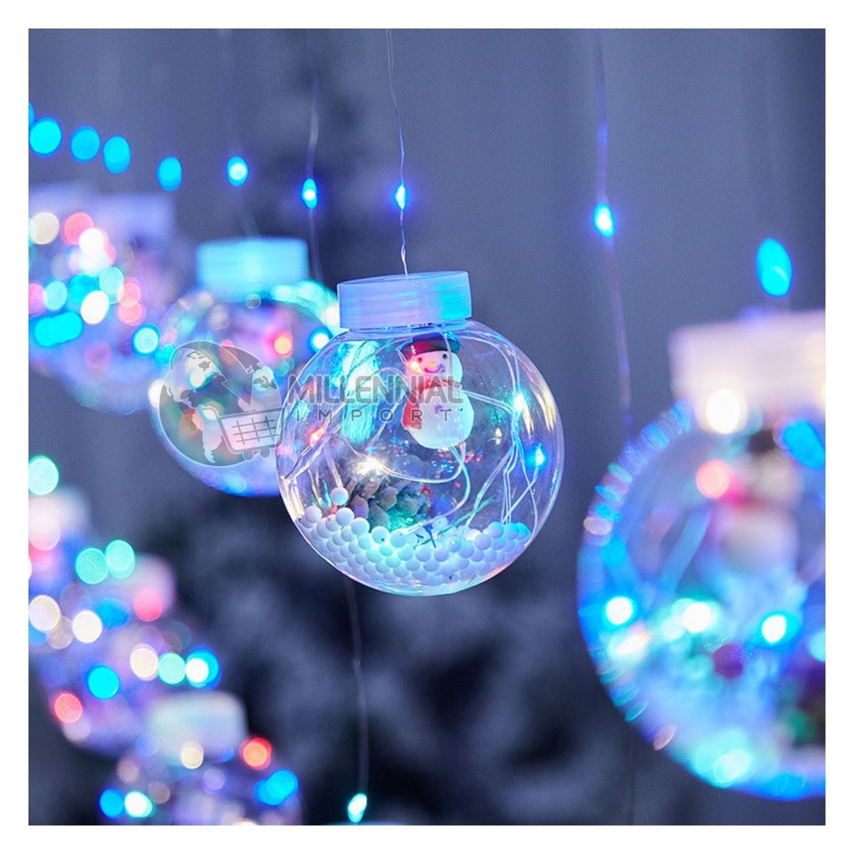 GENERICO - Cortina de Luces de Navidad LED Esfera de Navidad Multicolor