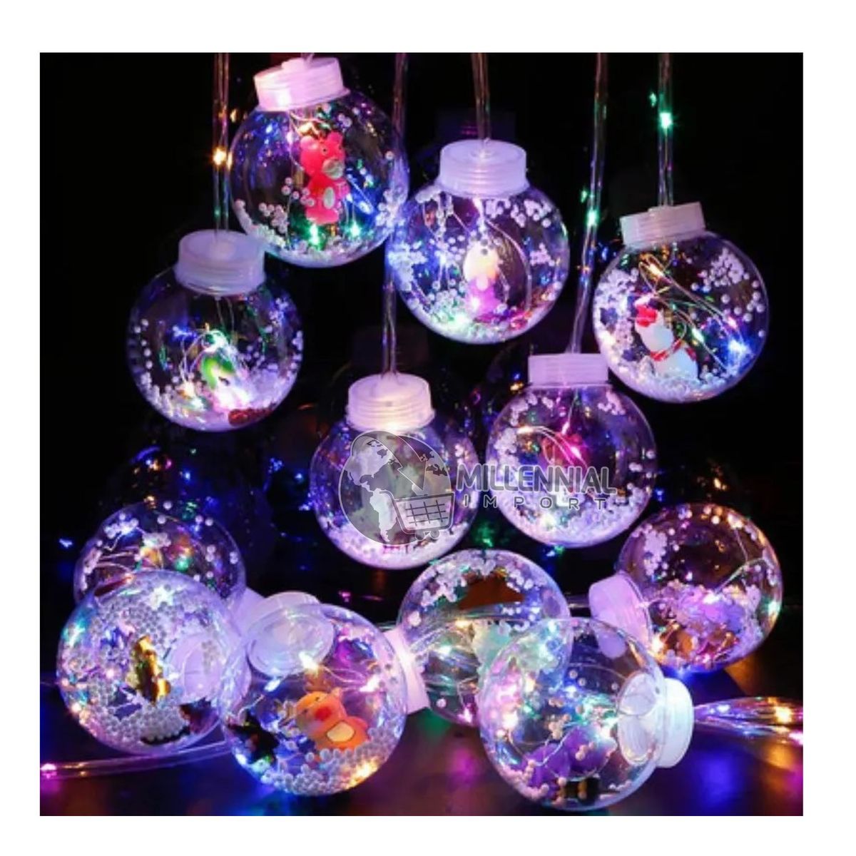 GENERICO - Cortina de Luces de Navidad LED Esfera de Navidad Multicolor