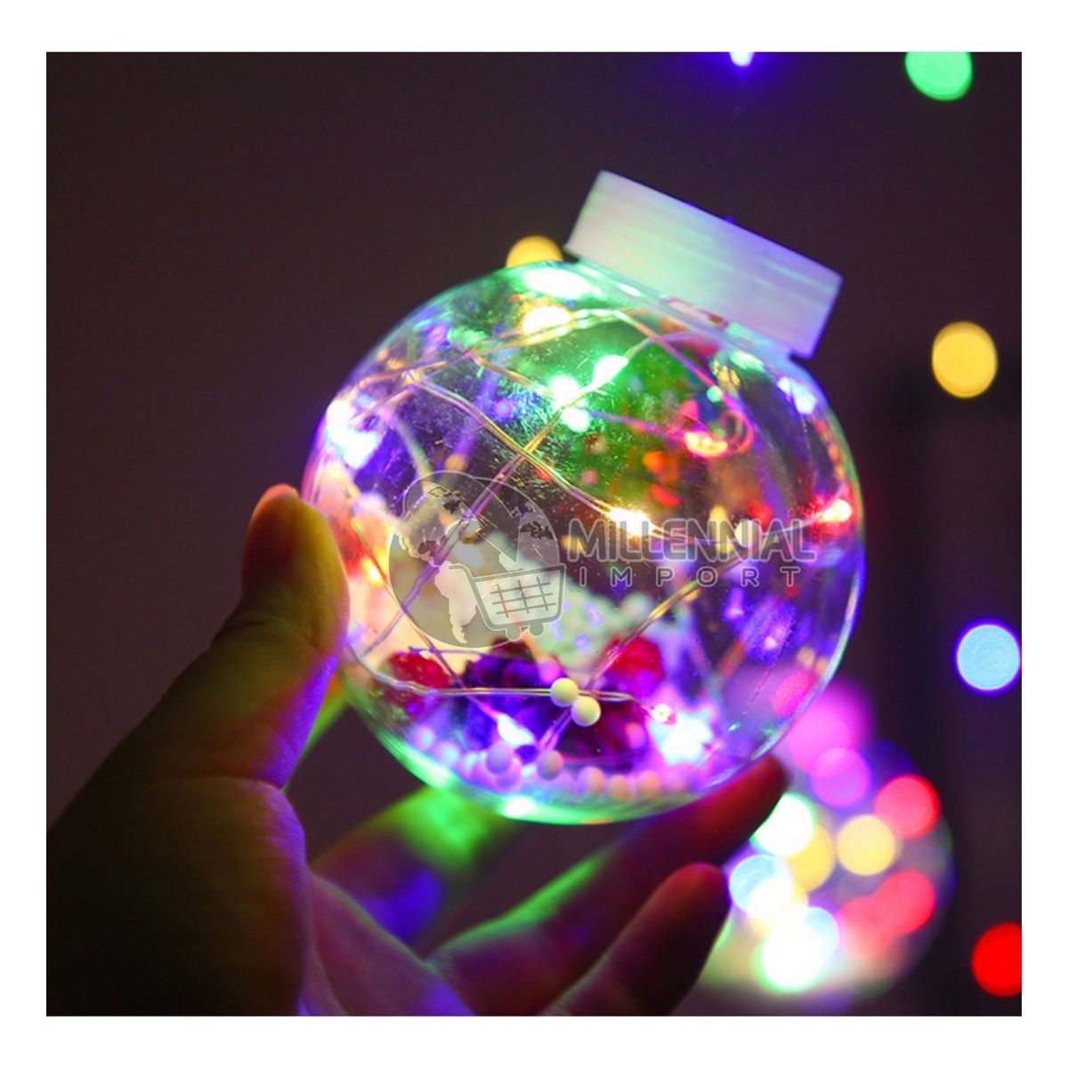 GENERICO - Luces Decoración Navidad Cortina Modelo Esfera Luz Led Multicolor