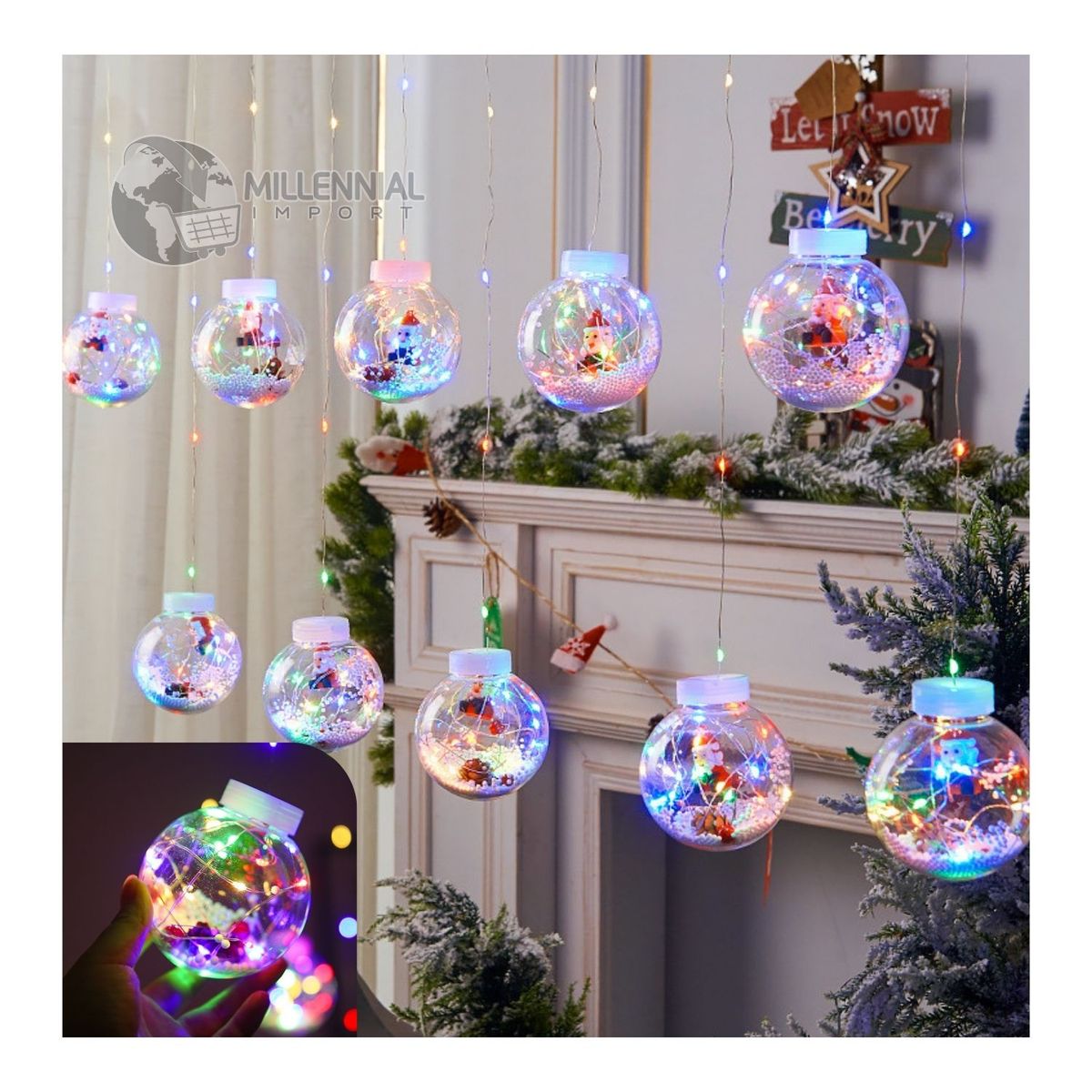 GENERICO - Luces de Navidad Led Guirnalda Modelo de Esfera con Figuras