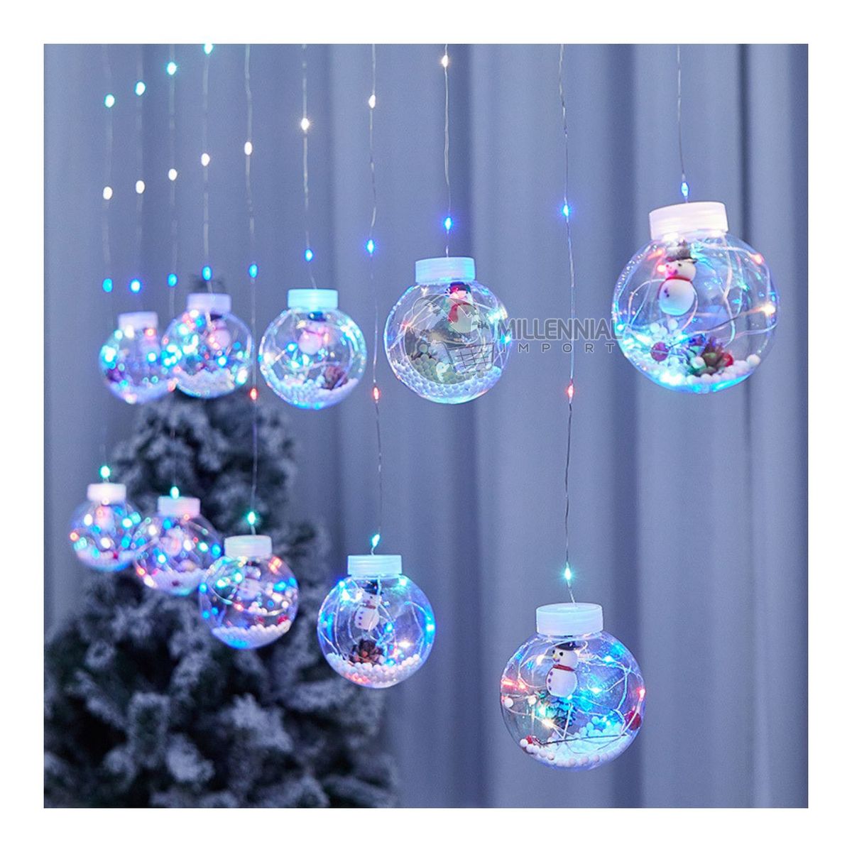 GENERICO - Cortina de Luces de Navidad LED Guirnalda Esferas de 3m