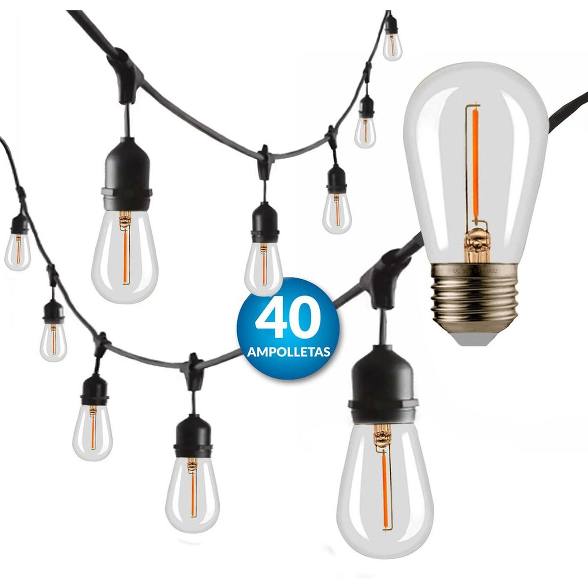 HYUNDAI - Guirnalda Terraza Patio 20 Mtr 40 Amp Incluidas Hyundai