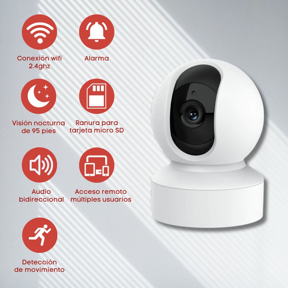 GENERICO - Cámara De Seguridad Wifi Gira 360 Full Hd Color Blanco