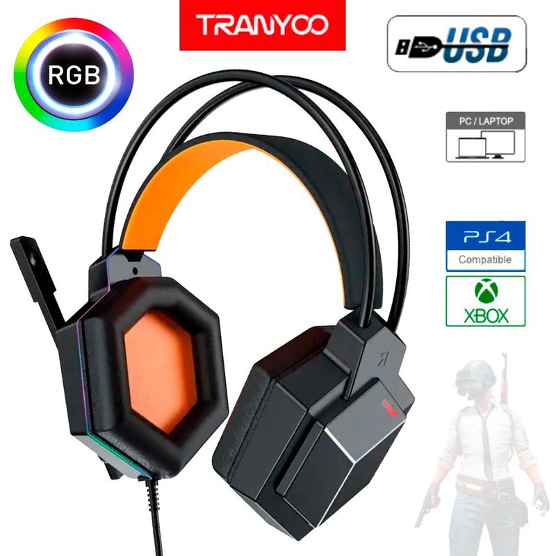GENERICO - Audifono Gamer RGB Tranyoo Con Microfono para Laptop Iluminacion Led