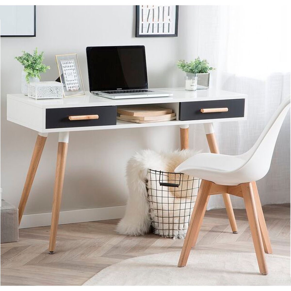 VENTITAS HOME - Escritorio Vintage Paula Ventitas Home Blanco y Plomo