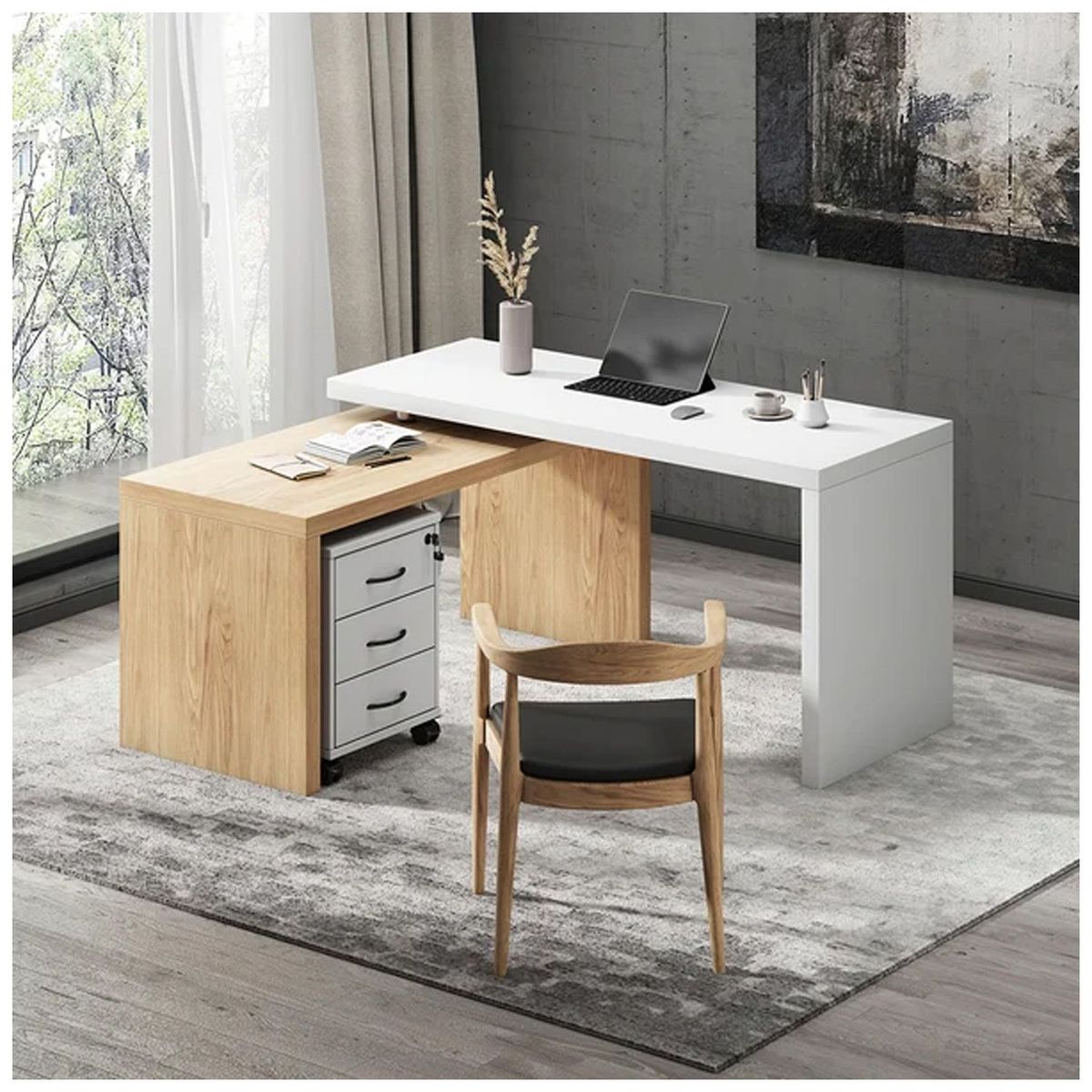 VENTITAS HOME - Escritorio Gerencial en L Teodino Ventitas Home Duna y Blanco