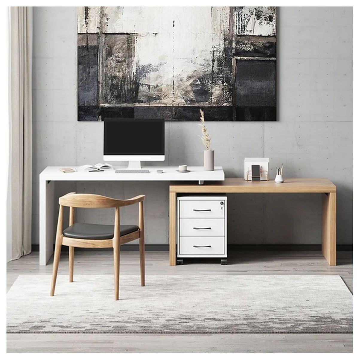 VENTITAS HOME - Escritorio Gerencial en L Teodino Ventitas Home Duna y Blanco