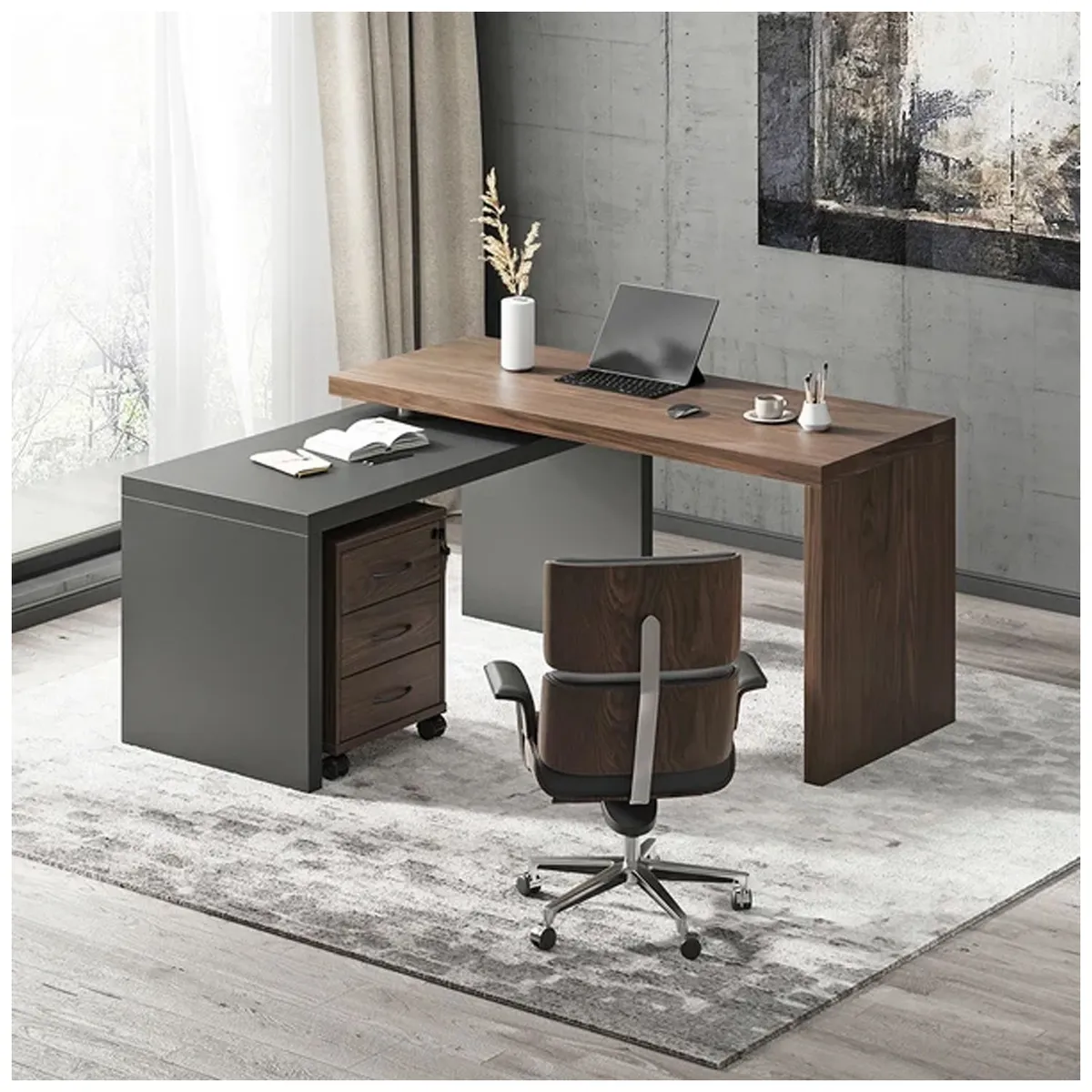 VENTITAS HOME - Escritorio Gerencial en L Teodino Ventitas Home Plomo y Gales