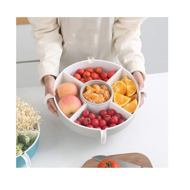 GENERICO - Bandeja Giratoria Piqueos Ensaladas Frutas con Escurridor