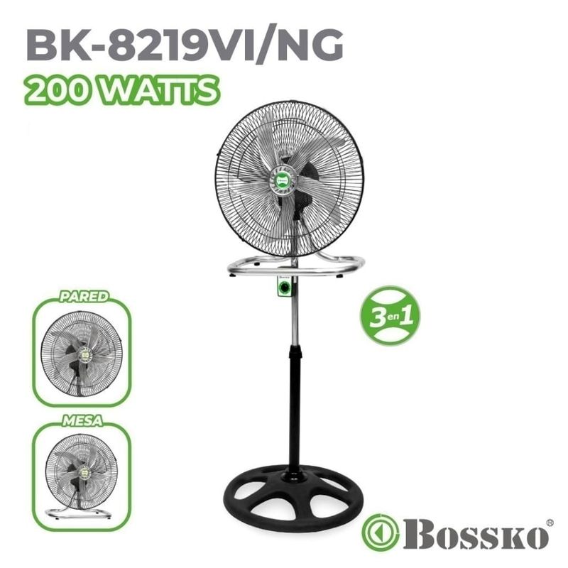 BOSSKO - VENTILADOR BOSSKO BK-8219VI DE 5 ASPAS con MOTOR 200w - NEGRO