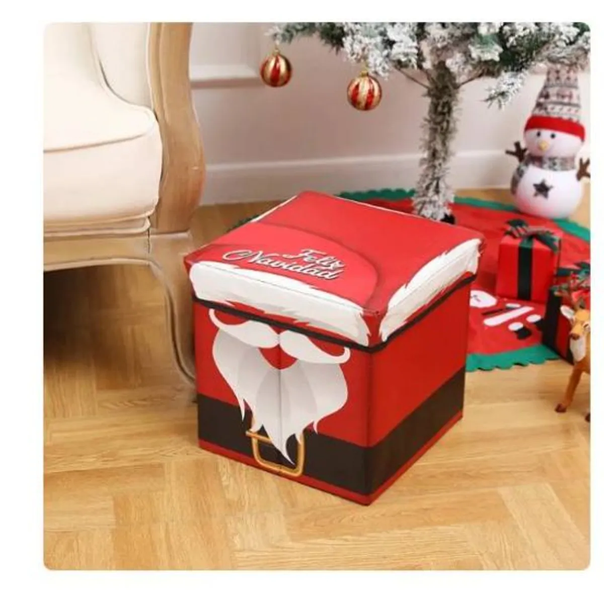 GENERICO - PUFF CAJA ORGANIZADORA NAVIDAD PAPA NOEL