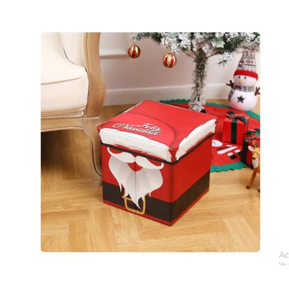 GENERICO - PUFF CAJA ORGANIZADORA NAVIDAD PAPA NOEL