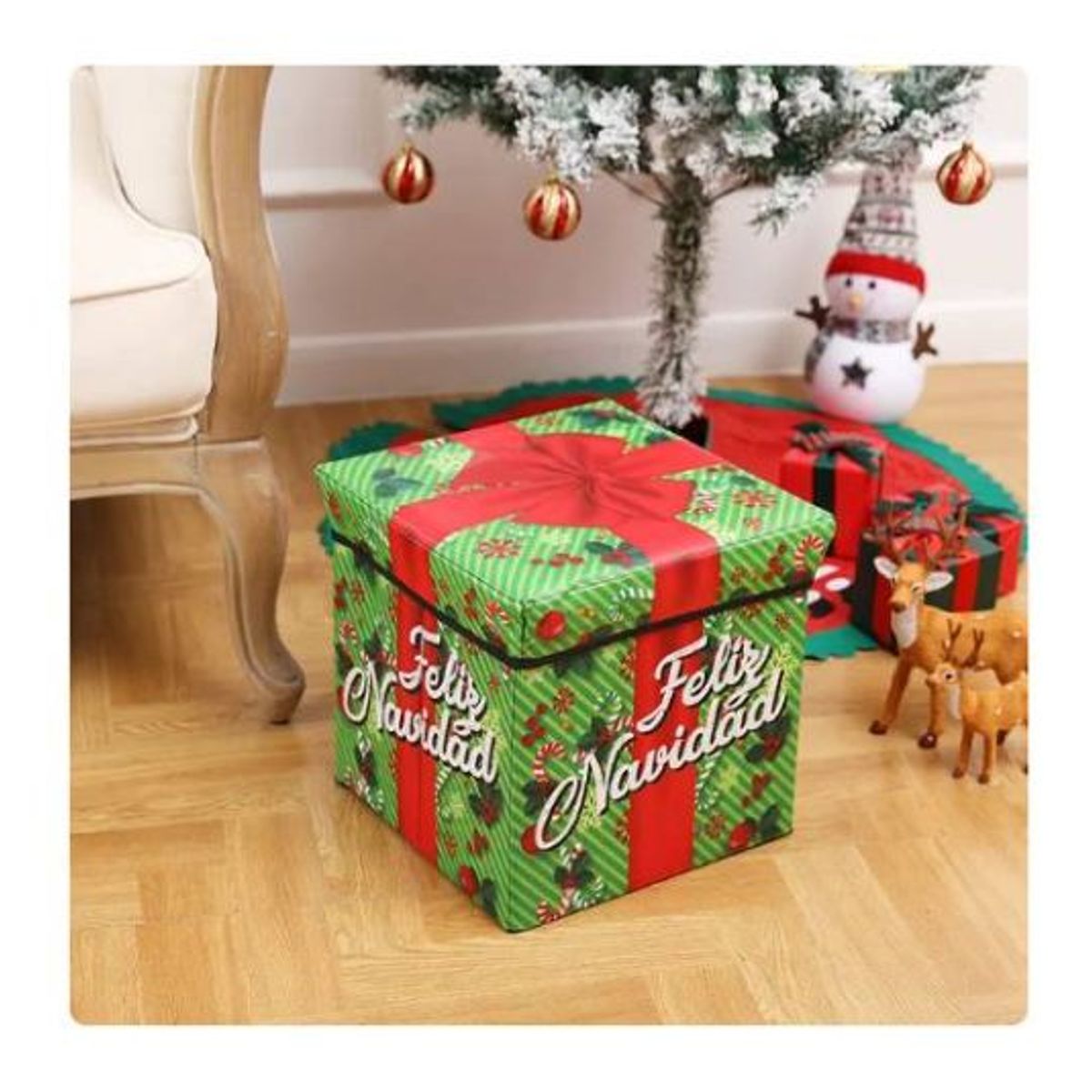 GENERICO - PUFF CAJA ORGANIZADORA NAVIDAD PAPA NOEL