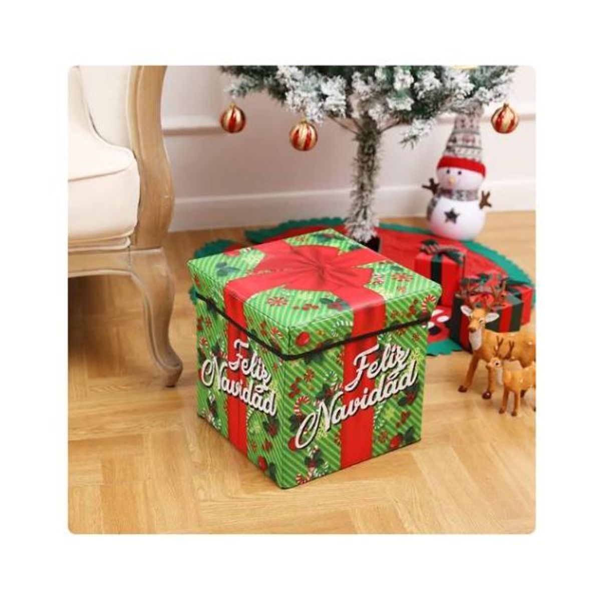 GENERICO - PUFF CAJA ORGANIZADORA NAVIDAD PAPA NOEL