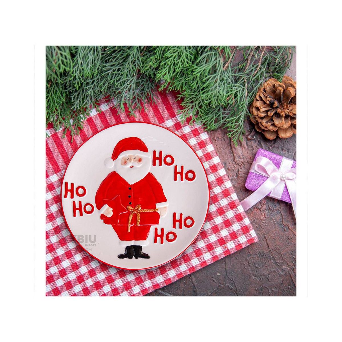 GENERICO - Plato de Material Ceramica Navideño Papa Noel