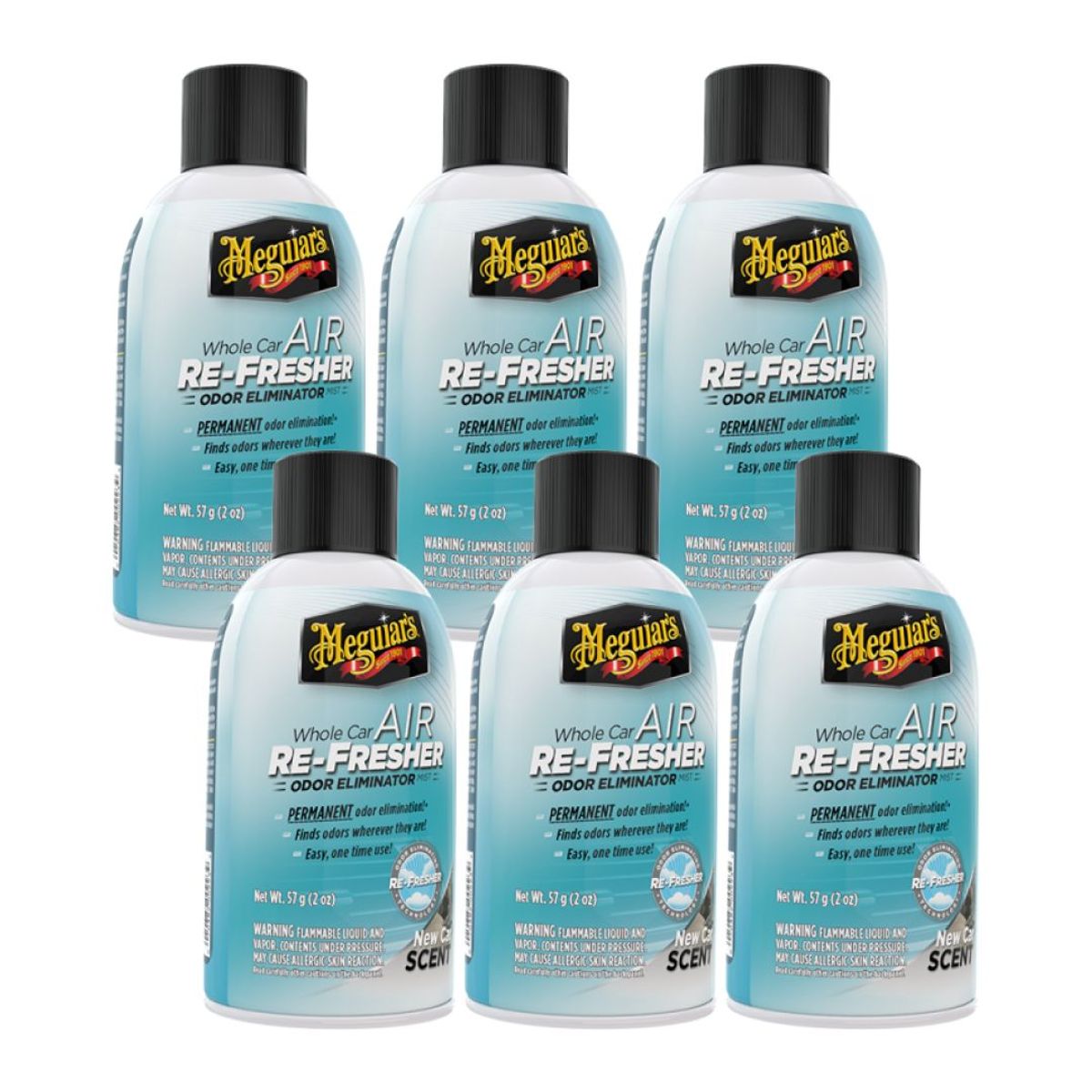 MEGUIARS - Meguiars Air Re-Fresher - Eliminador de Olores Auto Nuevo x6