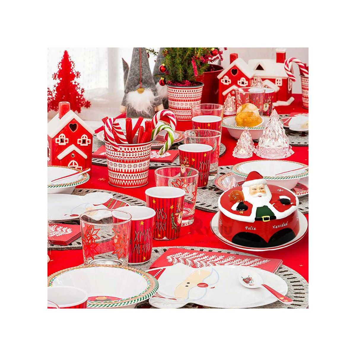 GENERICO - Keso Navideño de Material Porcelana Papa Noel