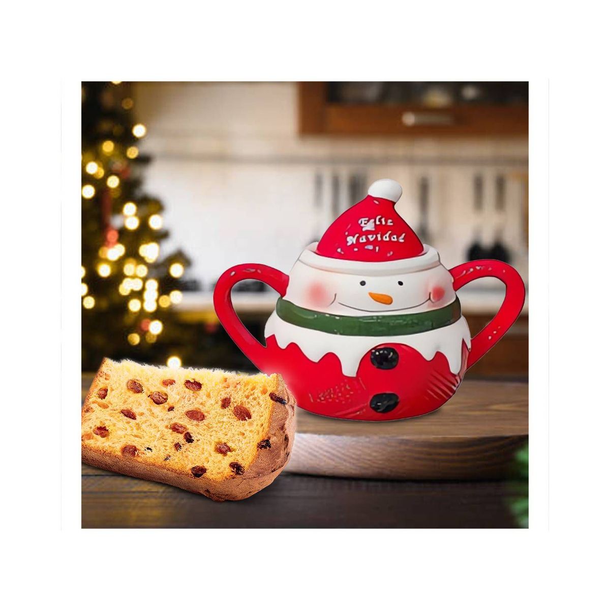 GENERICO - Recipiente Navideño de Muñeco de Nieve Color Rojo