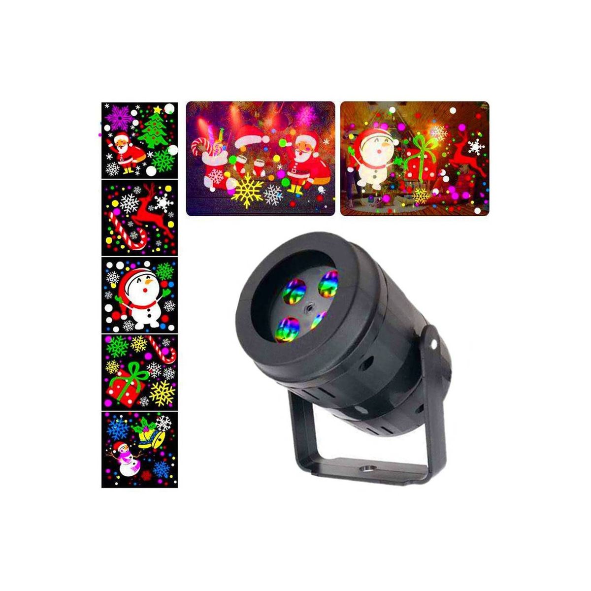 GENERICO - Proyector con Motivos Navideños Coloridos 4 Placas Intercambiables