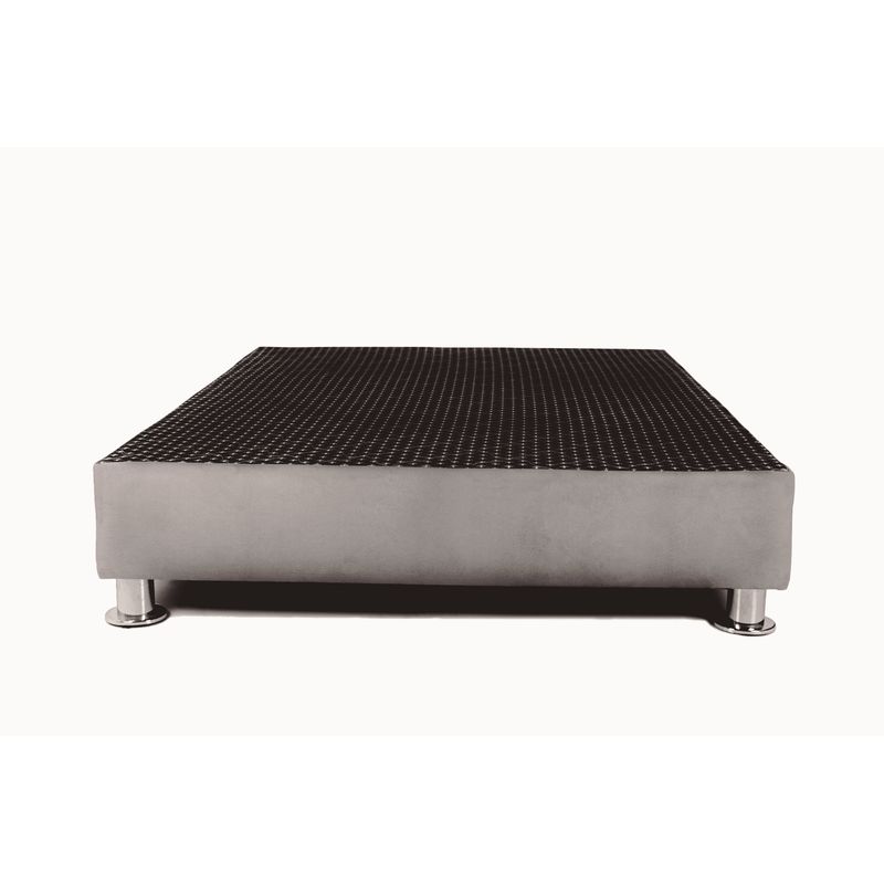 MUEBLES MACRUMO - Box Tarima reforzado y acolchado 1.5 Plazas - Gris Claro / Patas Instaladas