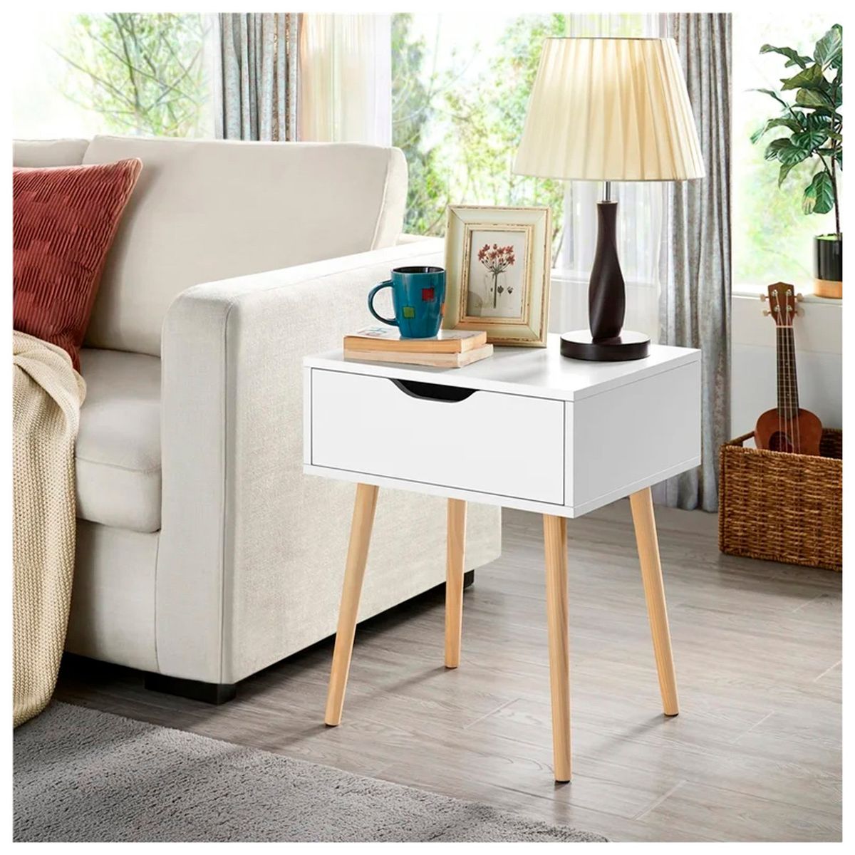 VENTITAS HOME - Velador Vintage Luna 1 Cajón Ventitas Home Blanco