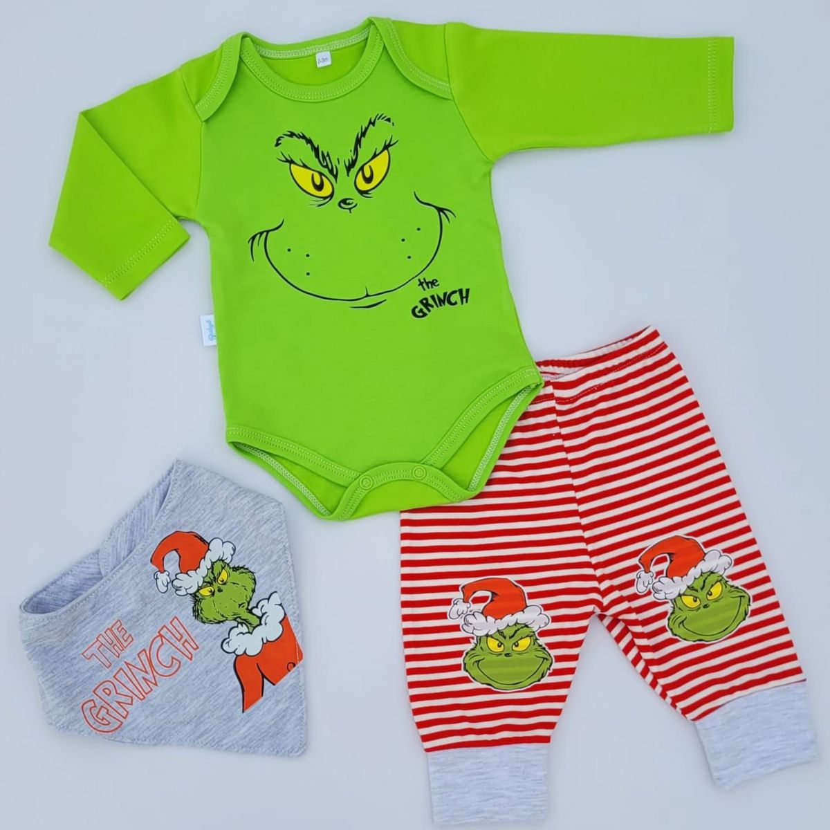 GENERICO - CONJUNTO BABYLI GRINCH 3 PIEZAS