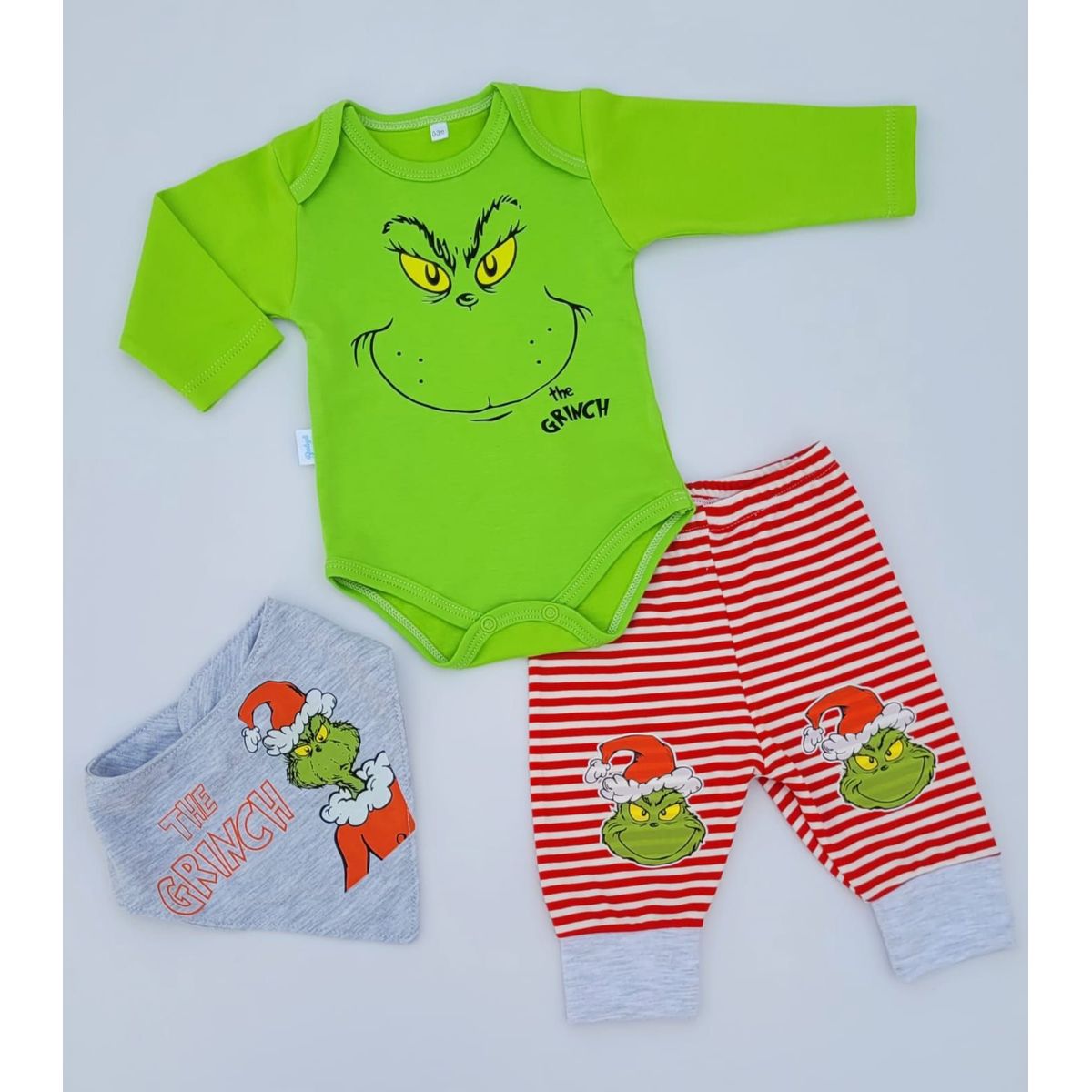 GENERICO - CONJUNTO BABYLI GRINCH 3 PIEZAS