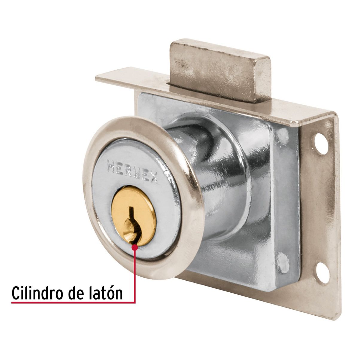 Chapa Cerradura para mueble modelo 24 cromo Hermex, marca HERMEX - Foto Principal