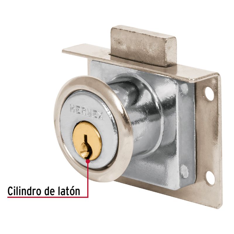 HERMEX - Chapa Cerradura para mueble modelo 24 cromo Hermex