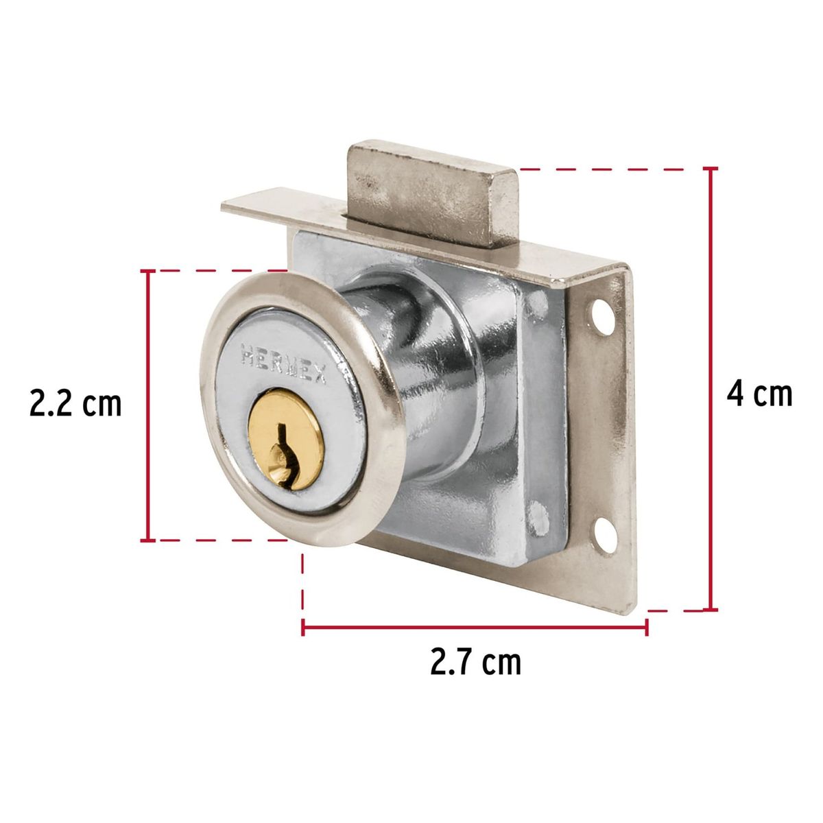 Chapa Cerradura para mueble modelo 24 cromo Hermex, marca HERMEX - Foto 2