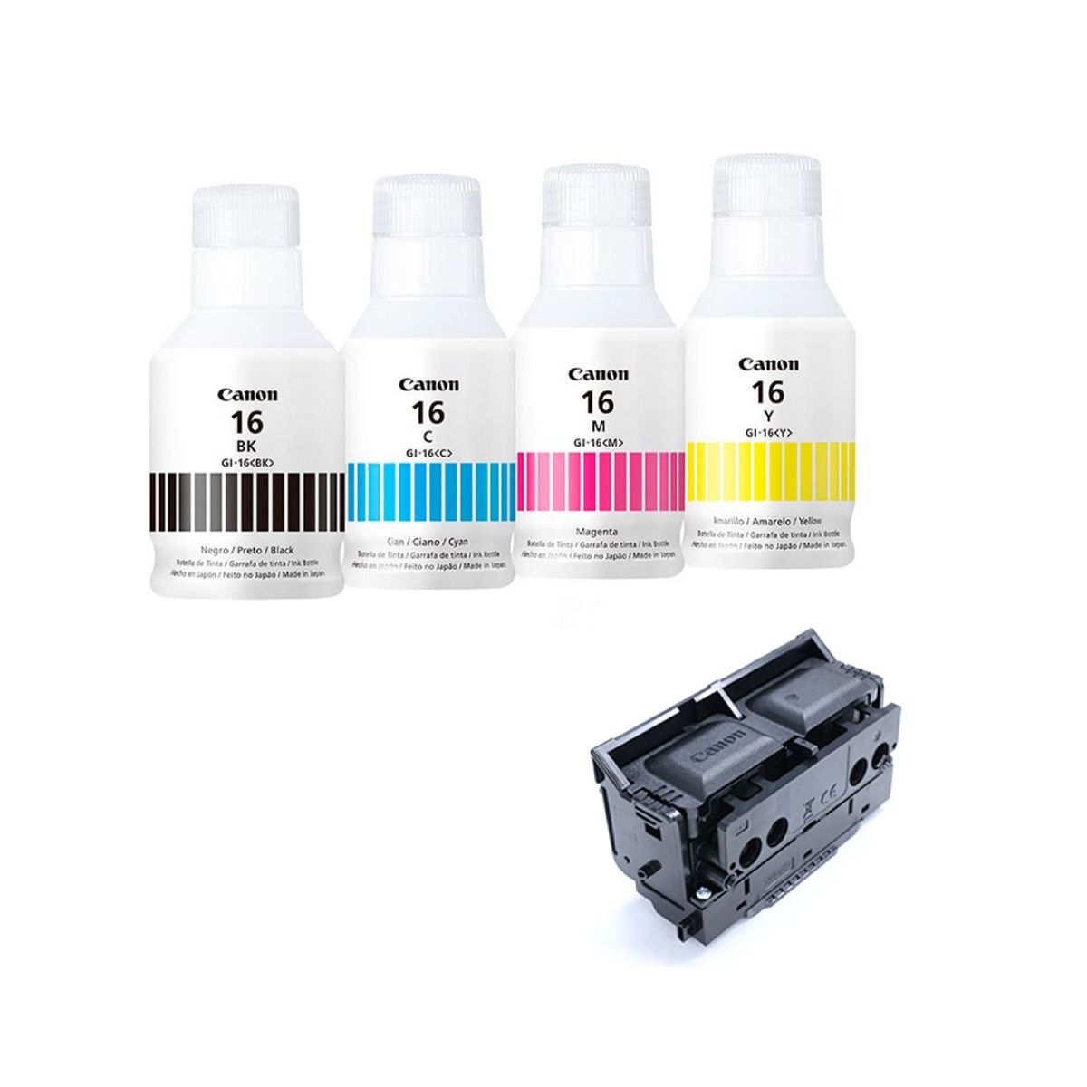 CANON - KIT TINTAS CANON MAXI KIT GI-16 BK/C/M/Y + CABEZAL CANON P/N: 4659C005AA