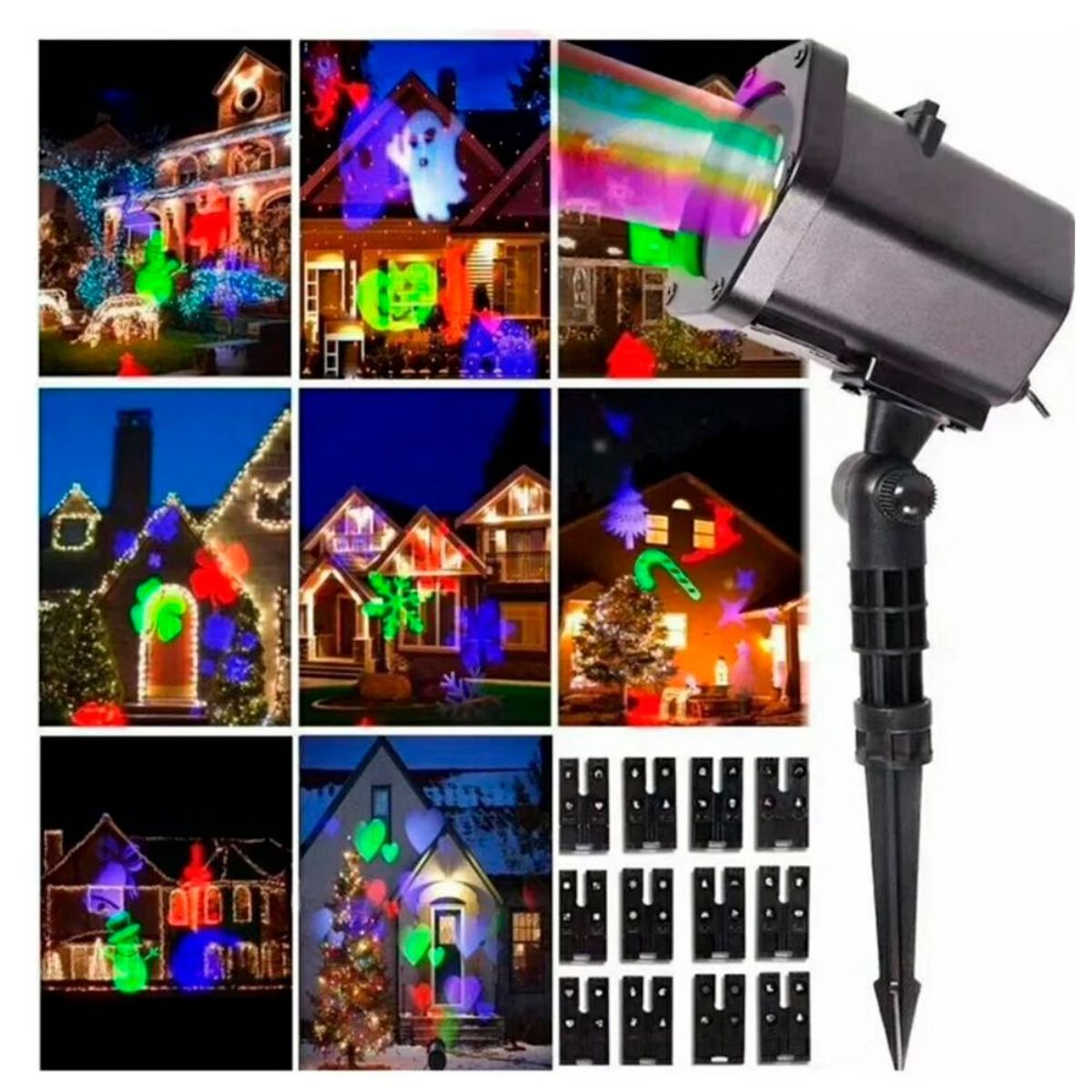 GENERICO - Luces Navidad Proyector Giratorio Con Luces LED - 12 Diapositivas