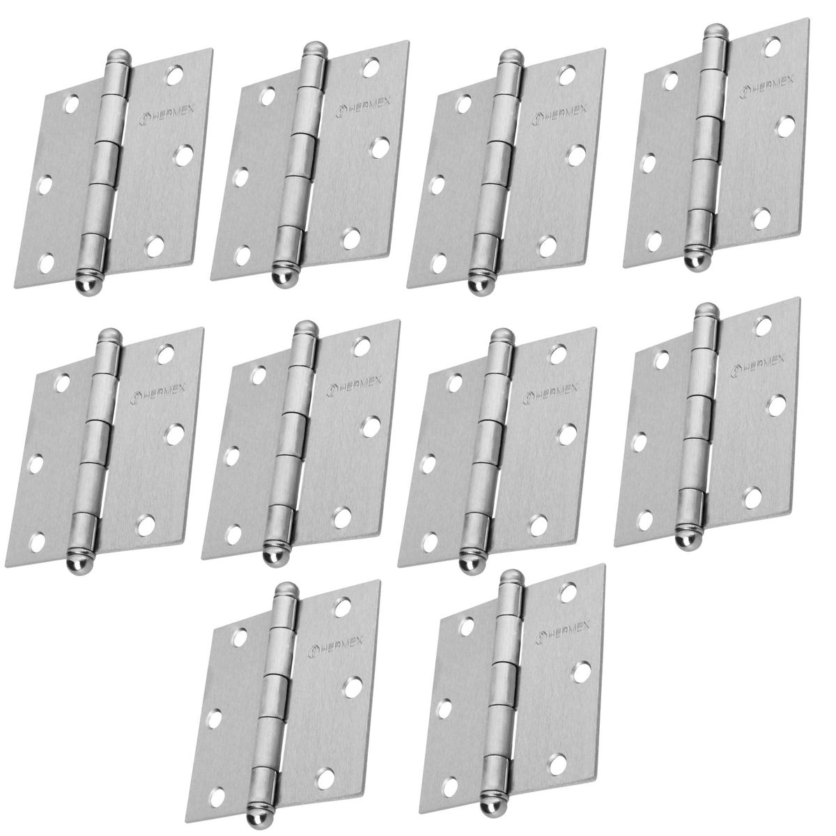 HERMEX - Bisagra cuadrada 3-1/2" acero cromo mate Hermex Pack 10 piezas