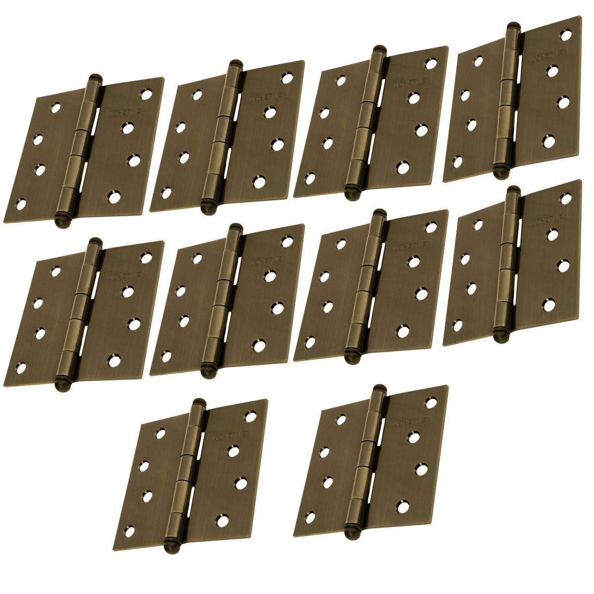 HERMEX - Bisagra cuadrada 4" pulgadas acero latonado, Hermex Pack 10 piezas