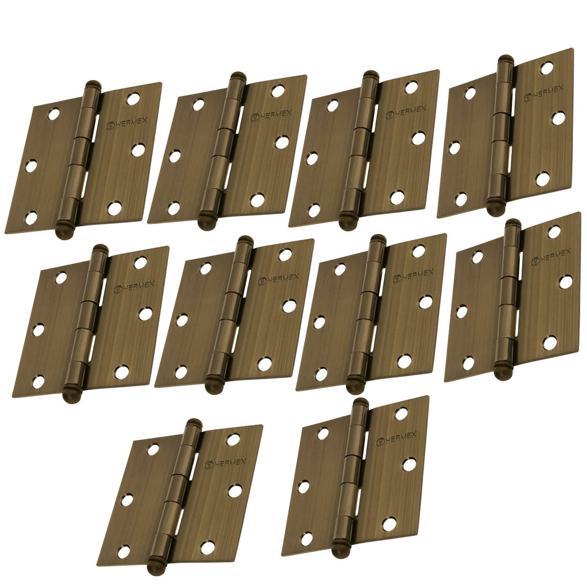 HERMEX - Bisagra cuadrada 3-1/2" acero latonado, Hermex, Pack 10 piezas