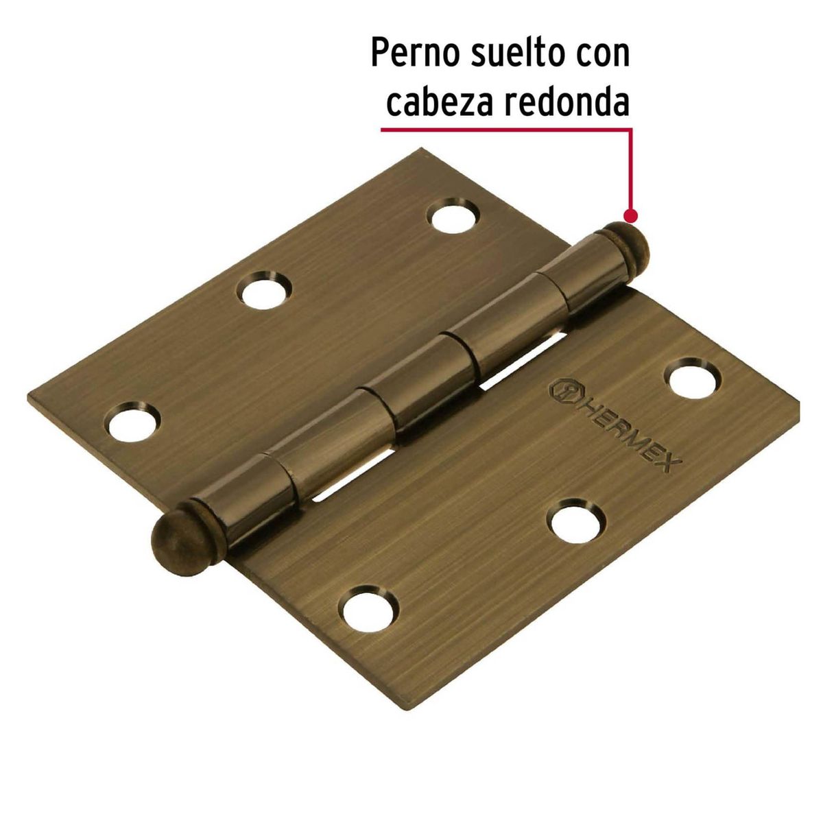 HERMEX - Bisagra cuadrada 3-1/2" acero latonado, Hermex, Pack 10 piezas
