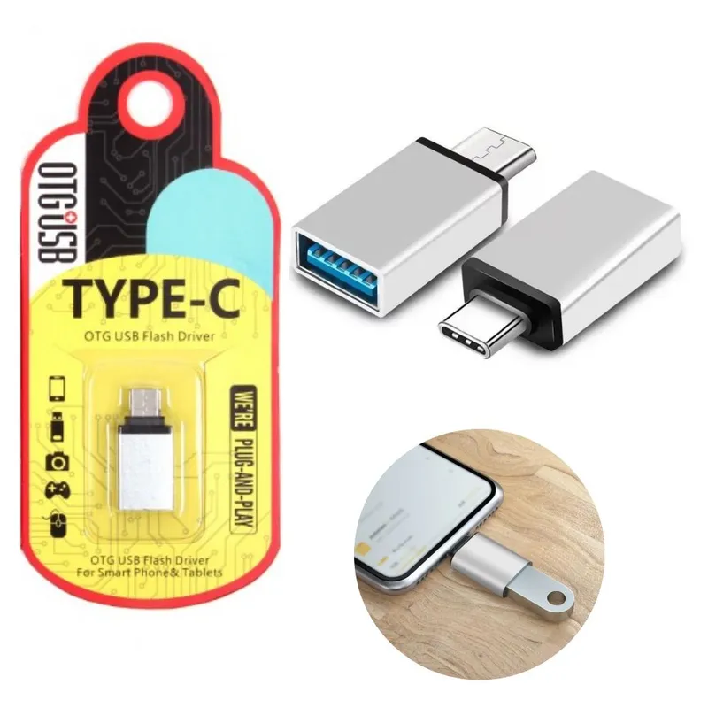 GENERICO - ADAPTADOR OTG PUERTO USB HEMBRA  A TIPO C GRIS