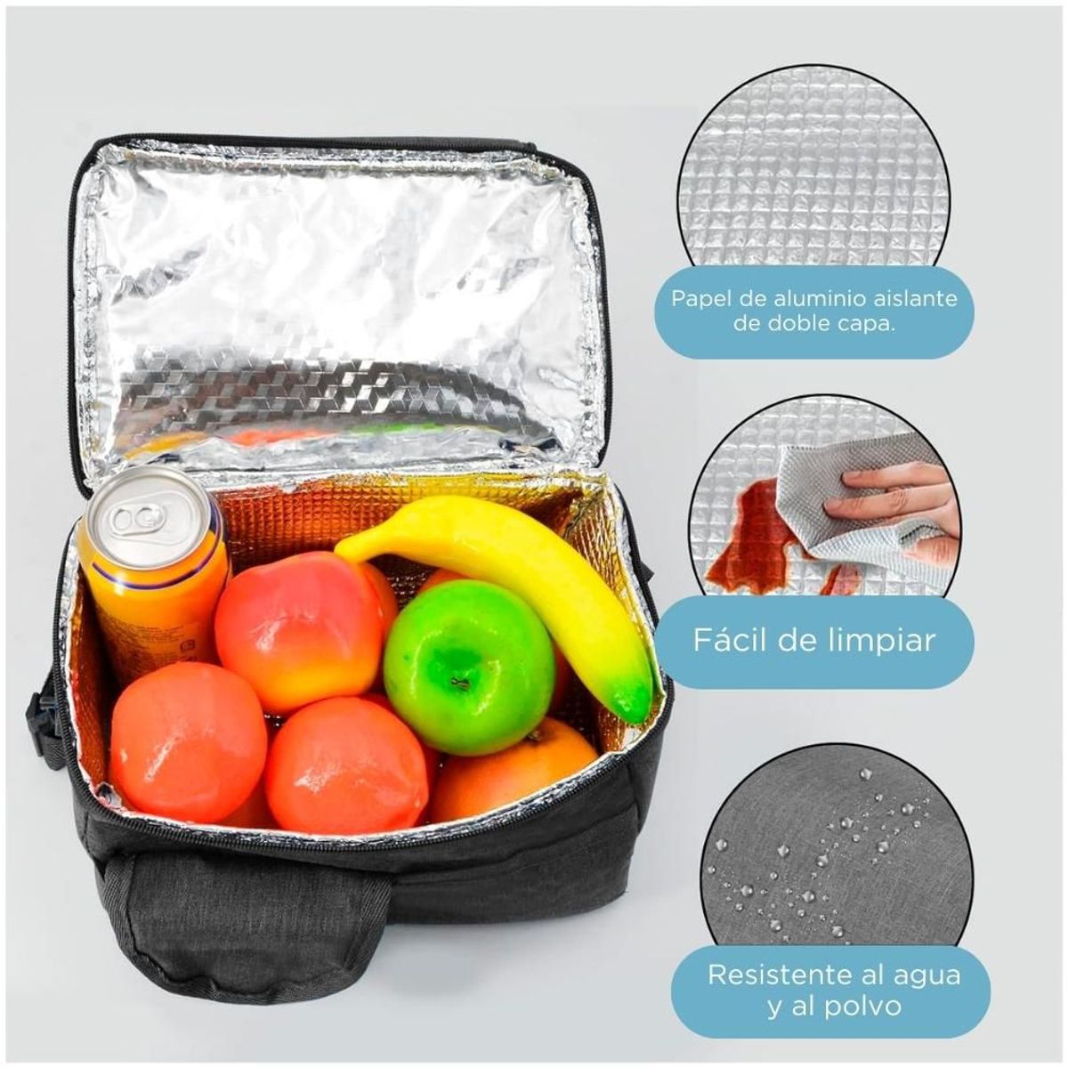 MINARI - Lonchera Térmica Bolsa Almuerzo Impermeable con Correa Portátil PL LF1