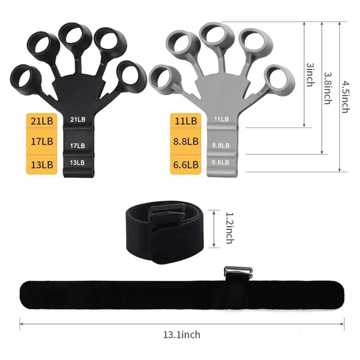 ALPHA GYM - Ejercitador de dedos fortalecedor de agarre y manos - Finguer Grips 2q