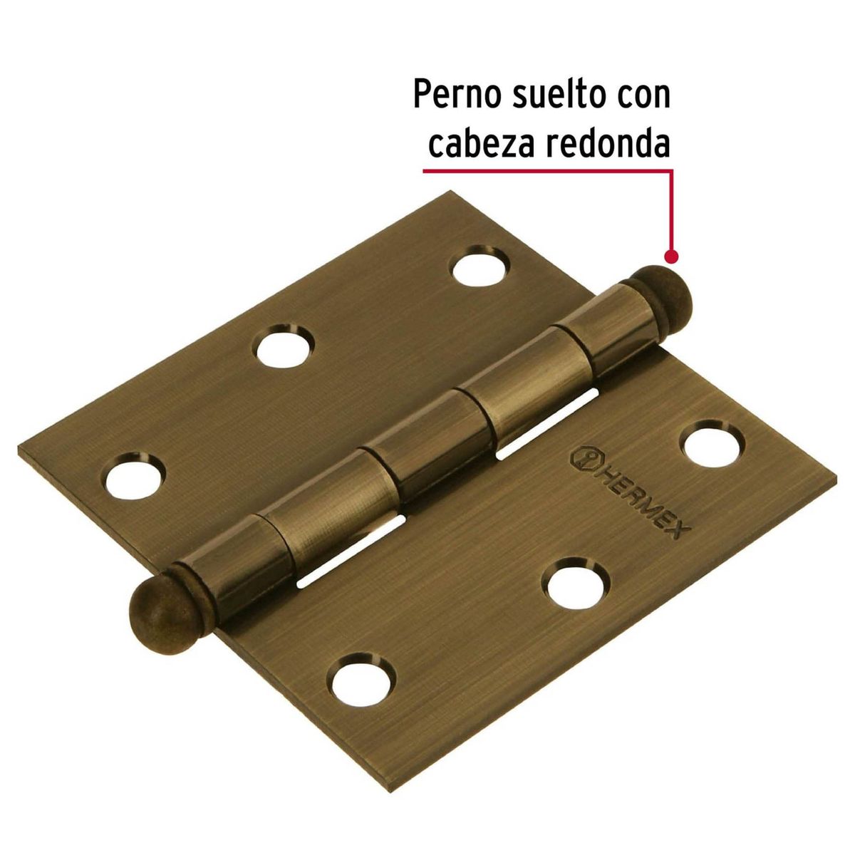 HERMEX - Bisagra cuadrada 3" pulgadas acero latonado, Hermex Pack 10 piezas