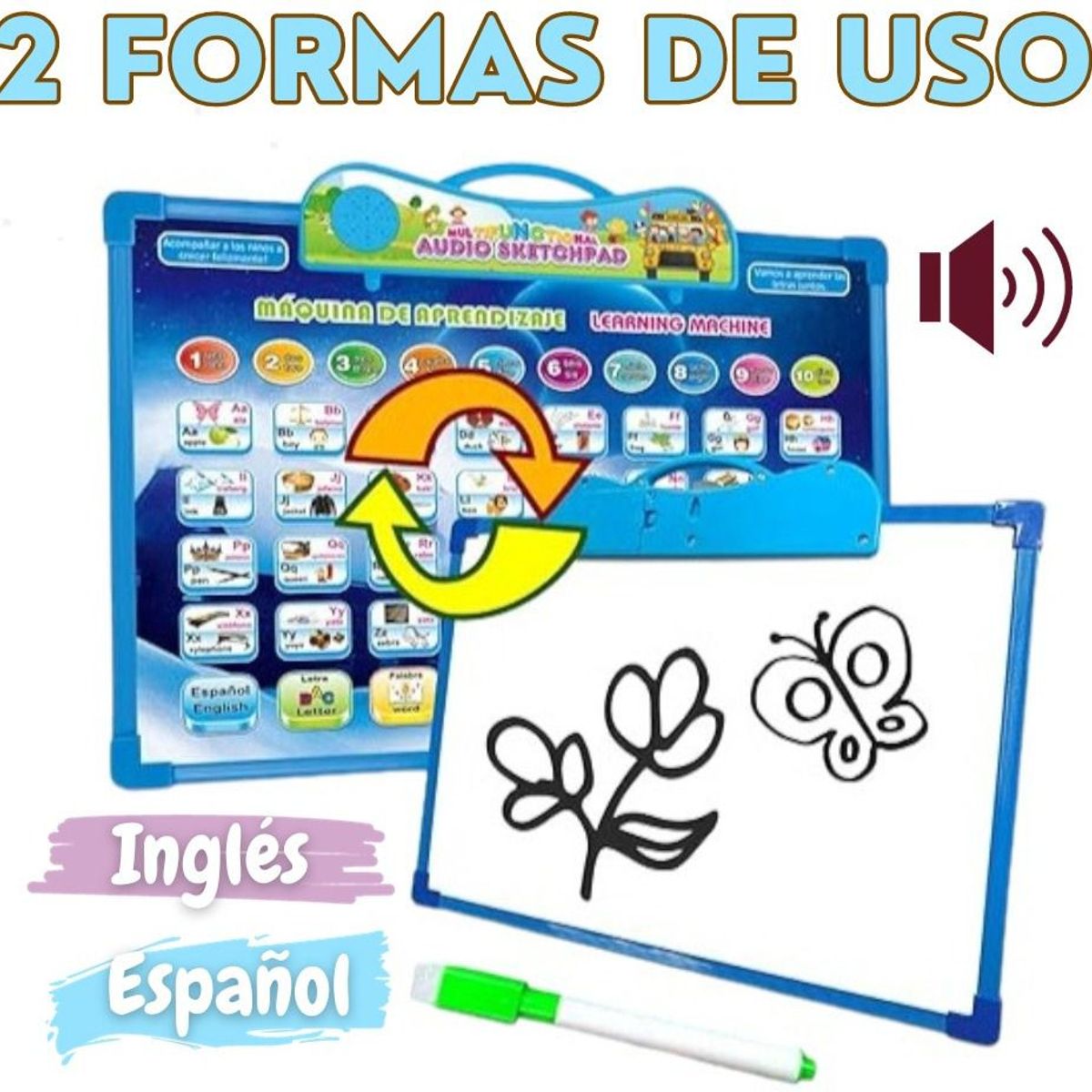 GENERICO - Tableta de Aprendizaje Educativo Bilingue 2 en 1 Musical