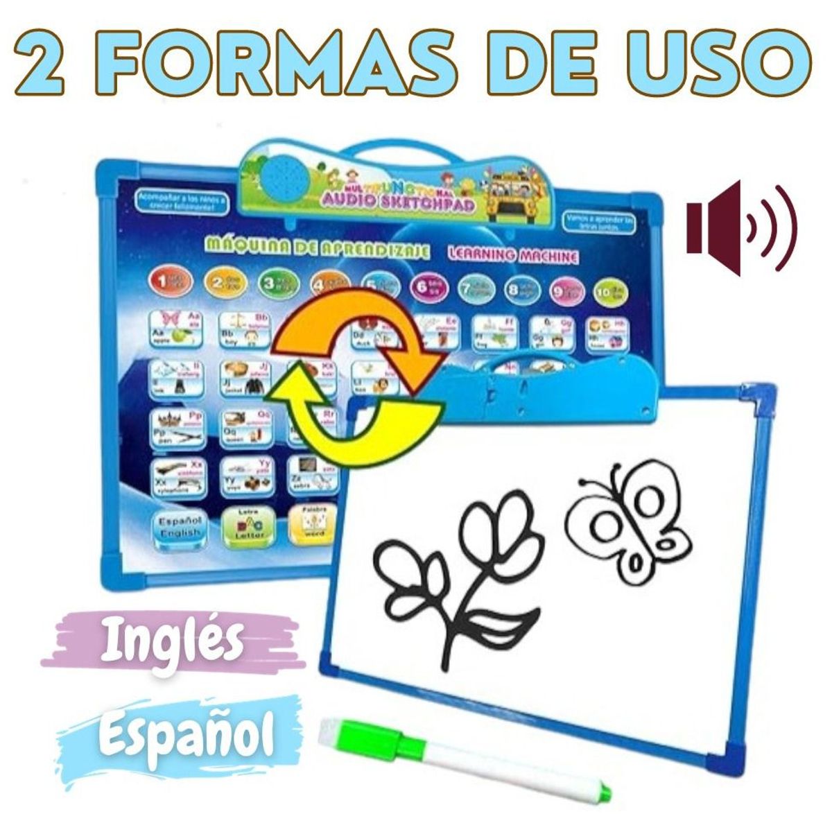 GENERICO - Tableta de Aprendizaje Educativo Bilingue 2 en 1 Musical