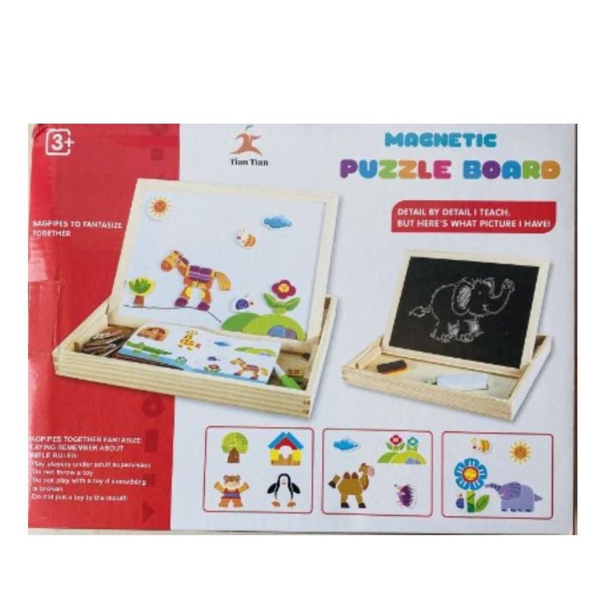 GENERICO - Pizarra Magnética Infantil Puzzle Madera Modelo Granja