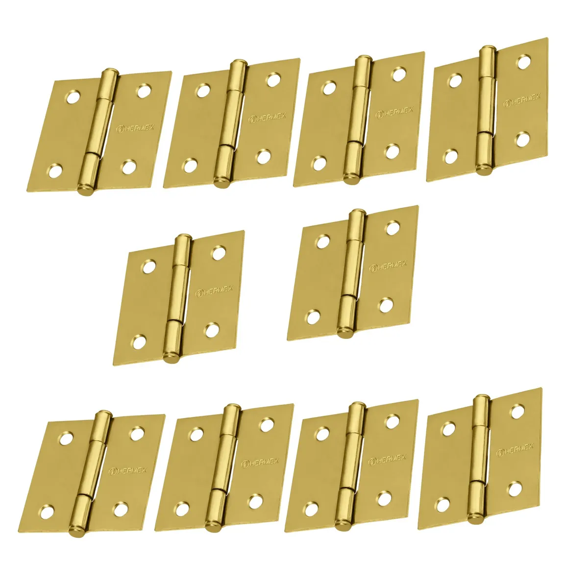 HERMEX - Bisagra cuadrada 2" pulgadas acero latonado, Hermex, Pack 10 piezas