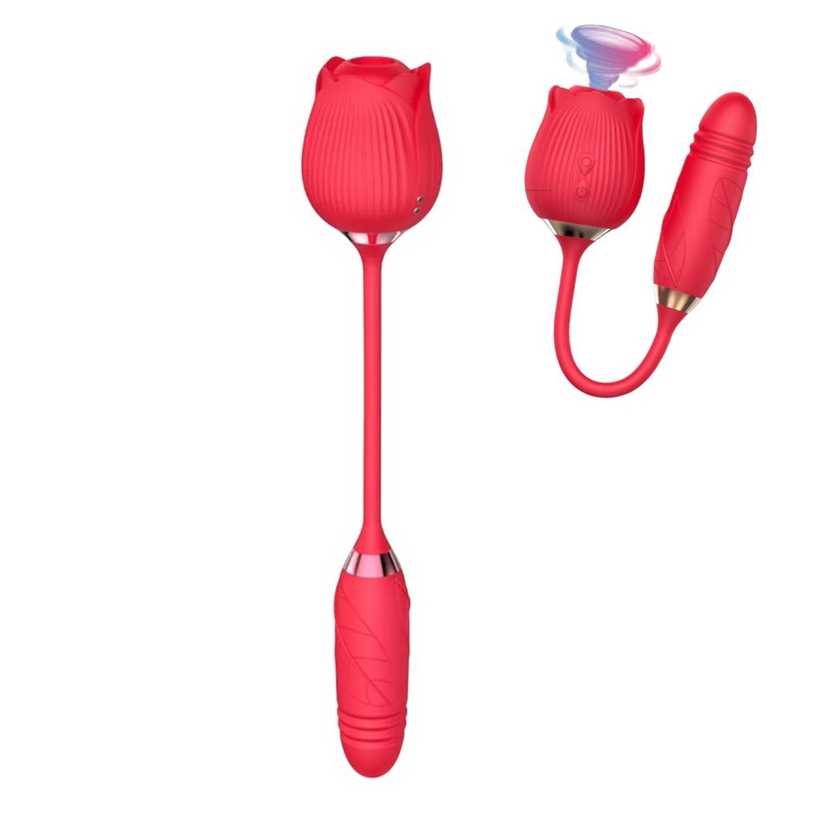 GENERICO - VIBRADOR SUCCIONADOR EN ROSSE CON 10 MODOS DE VIBRACIÓN