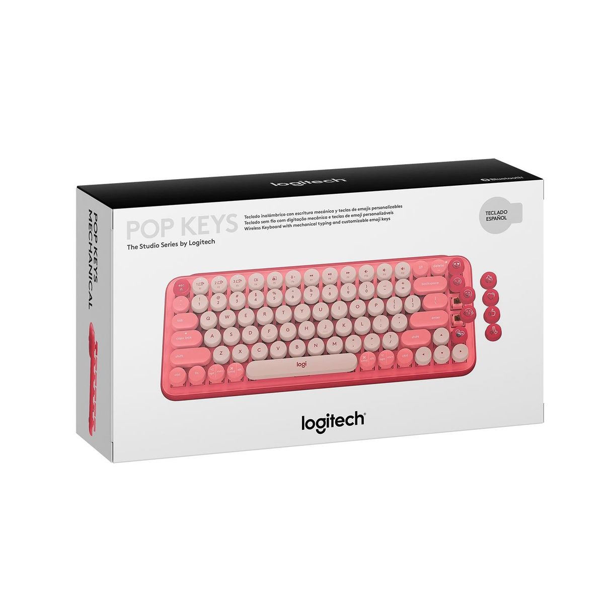LOGITECH - Teclado Logitech Pop Keys Multi-Device Wirelees Coral Rosa